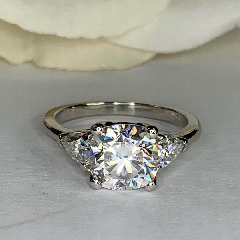 3.2 Carat White Gold Moissanite Engagement Ring - Picture 3 of 5